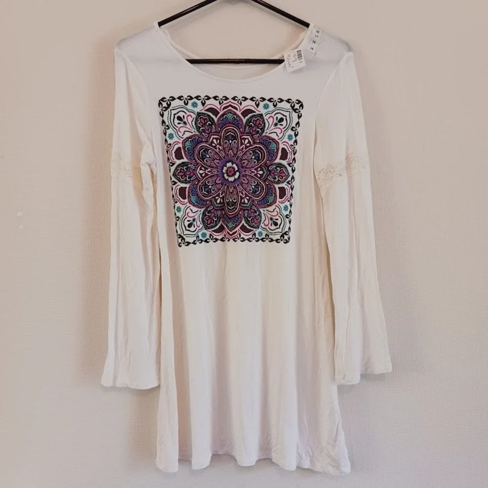 Girl's Floral Print w Sequins, Glitter, &‎ Lace, Size 14, White/Ivory/Pink/Purp